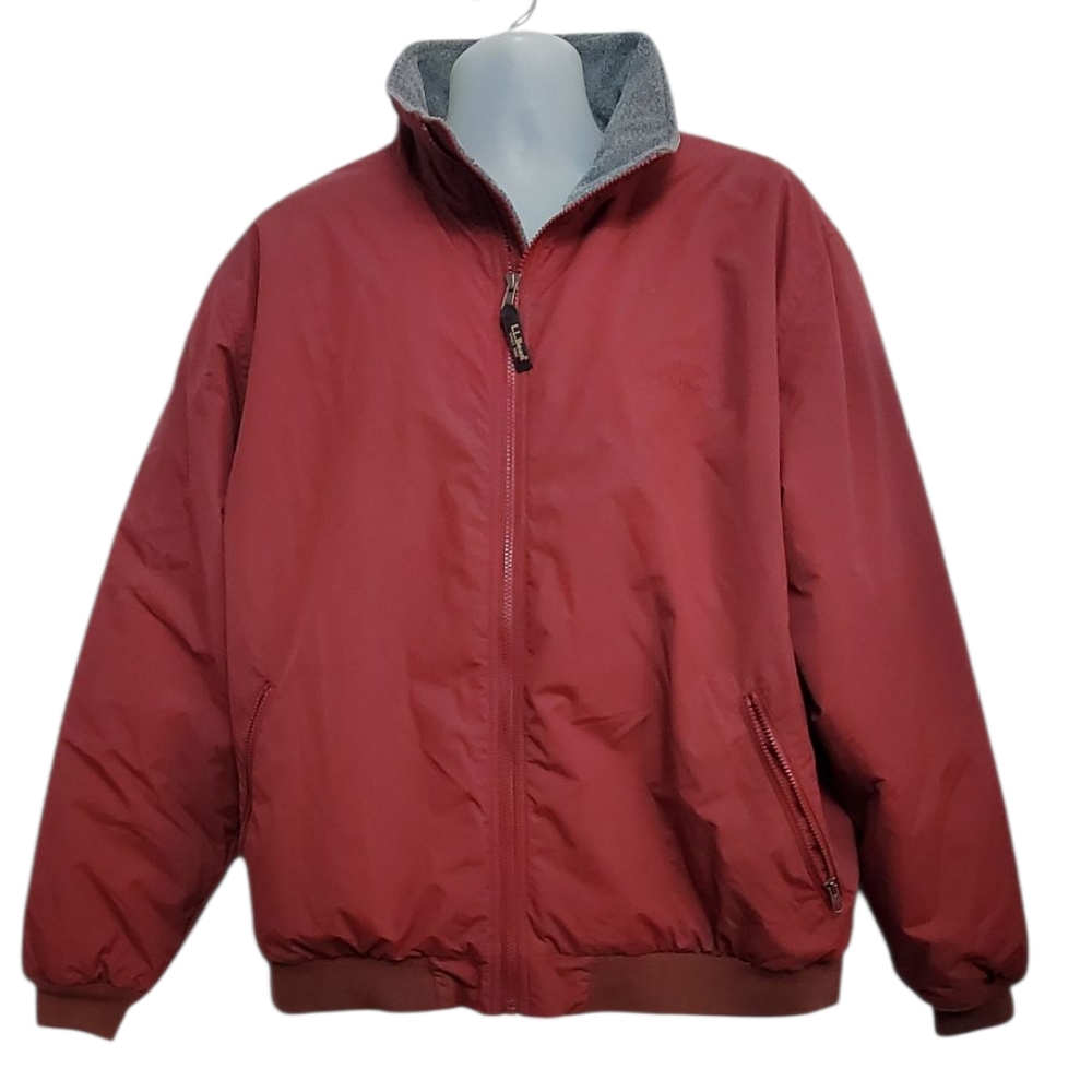 L.L.Bean Men's Burgundy Warm-Up Fleece Lined Jacked. XXL. - Picture 2 of 14